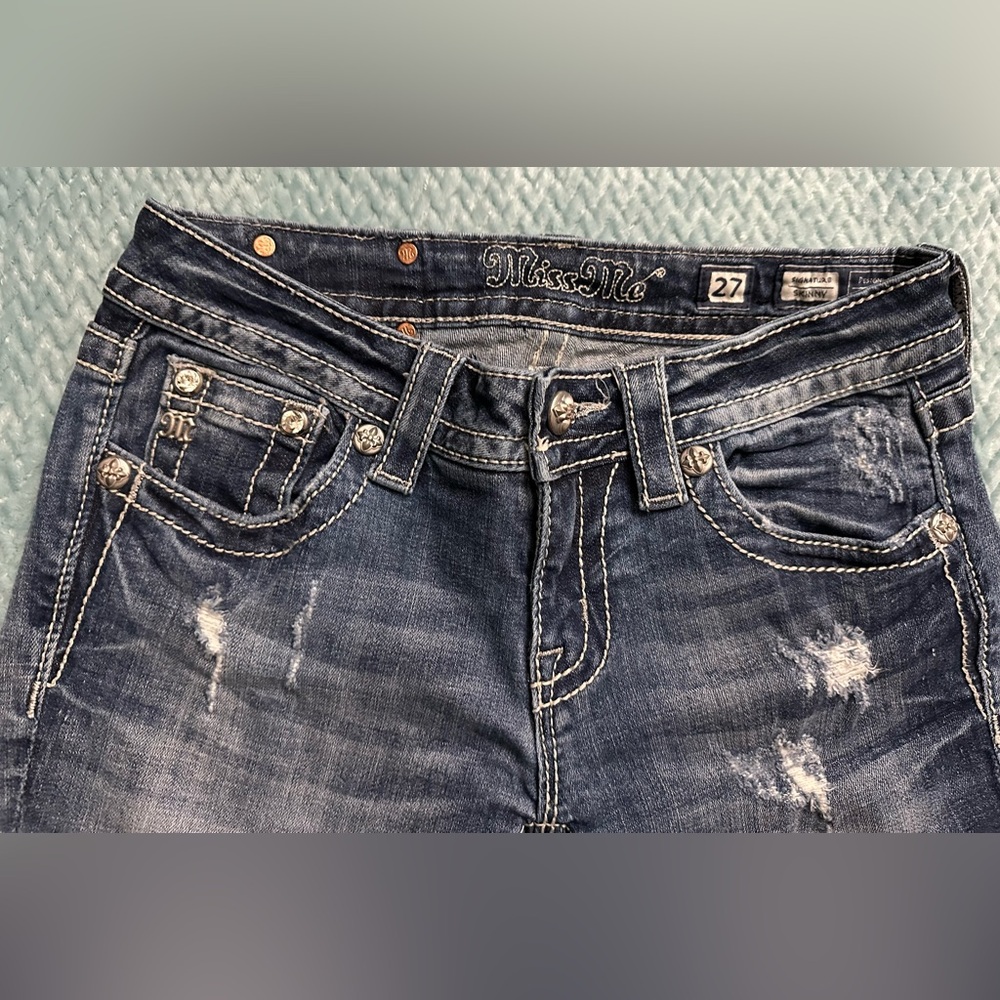 Miss Me Womens Distressed Denim Skinny Jeans - Picture 8 of 12